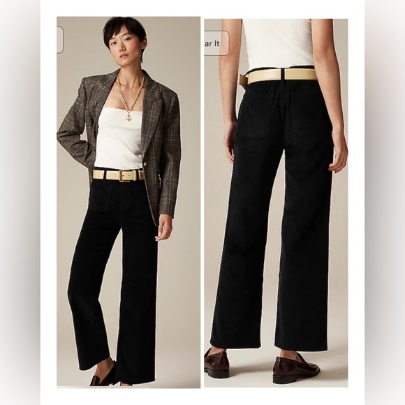 NEW J.Crew Black Sailor Slim Wide Stretch Corduroy Classic Preppy Pants Size 25P - Picture 1 of 11